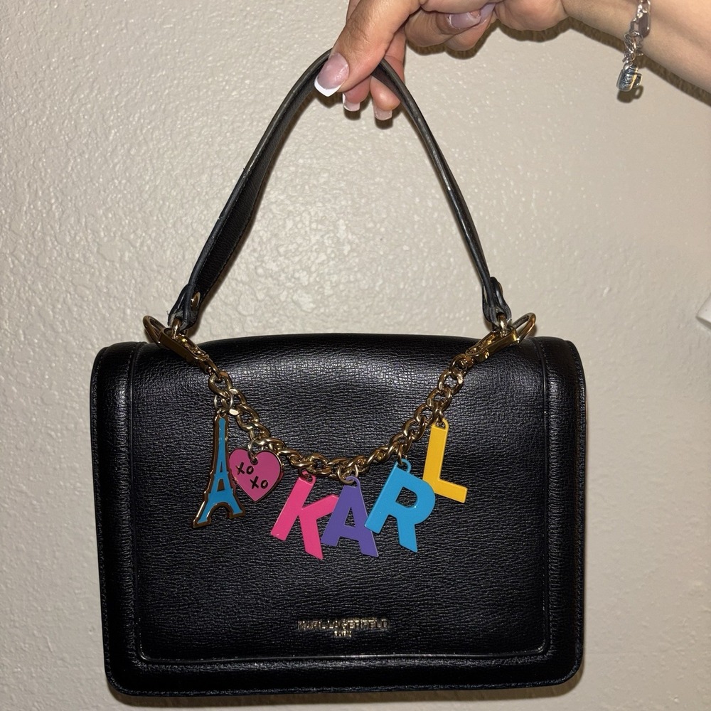 Karl Lagerfeld Paris Simone Black Charm Handbag
